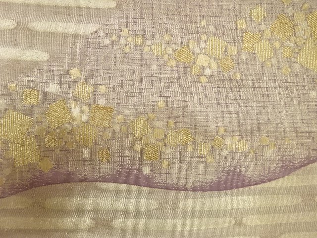  金銀糸　箔散らし模様織り出し　名古屋帯